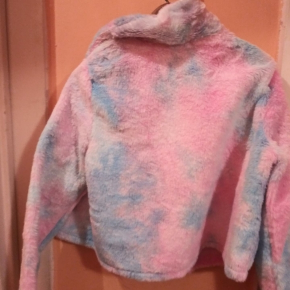 Tie Dye Zipper Hooded Teddy Jacket - Picture 2 of 4